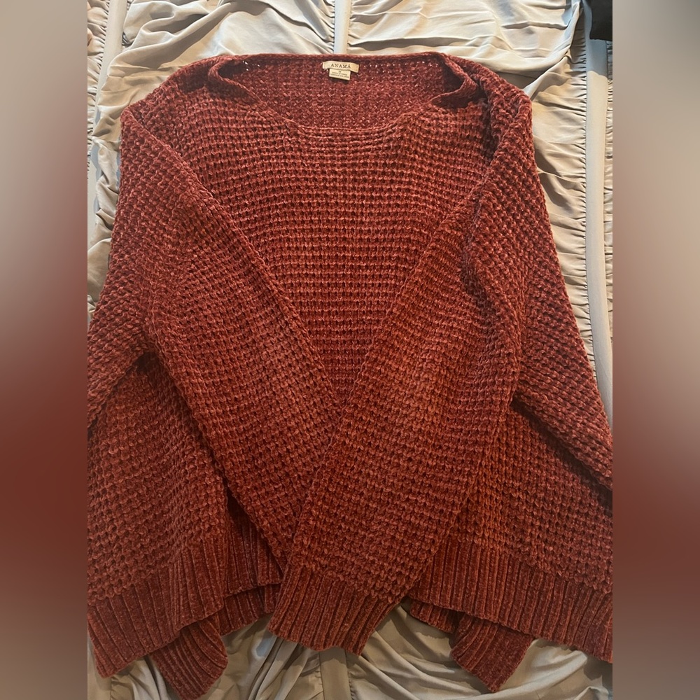 Chunky rust cable knit sweater